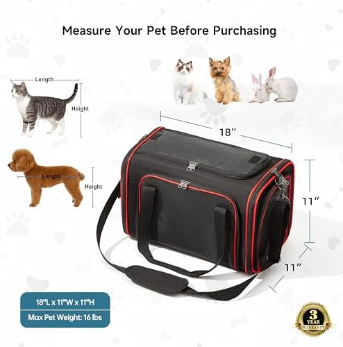 EliteField Soft-Sided Pet Carrier for Cats & Small Dogs (3-Year Warranty)
