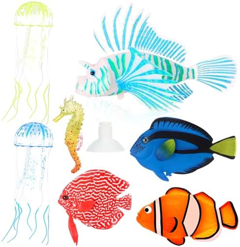 Weewooday 7 Pcs Artificial Fish Glowing Effect,Simple Colors
