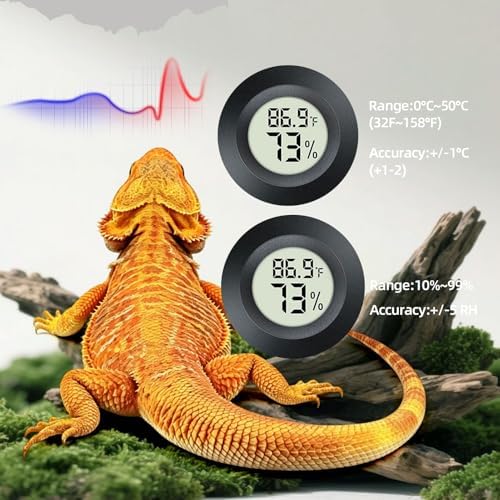 Bearded Dragon Carrier, Reptile Travel Bag with Built-in Thermometer Hygrometer, Breathable Small Animal Carrier with Clear View Window, Portable Guinea Pig Carrier for Gecko, Snake, Hamster