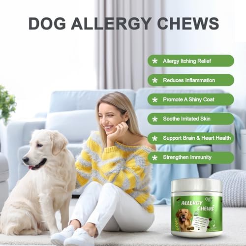 Dog Allergy Chews 200 Ct - Itch Relief for Dogs Immune Support with Colostrum Probiotics Seasonal Allergies Anti-Itch Skin & Coat Supplement, Itchy Skin & Paw Relief Bites - Chicken Flavor