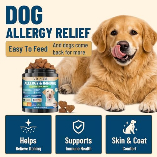 Dog Allergy Chews, Dog Allergy Relief & Itching Skin Relief Chews, 200 Ct