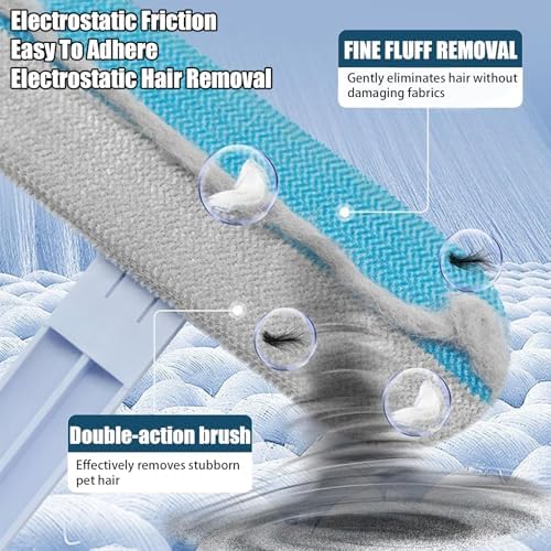 Cat Hair Remover 4-in-1 Multi-Functional Pet Hair Remover Brush,17.7Inch, Reusable Washable Lint Cleaner for Dog and Cat Hair, Gentle on Furniture, Sofas, Pet Beds, Bedding, Carpets, Clothing