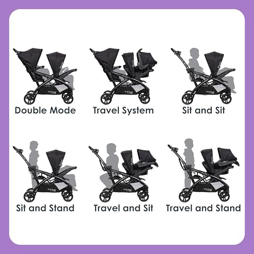Baby Trend Sit N' Stand® Double 2.0 Stroller, Dash Grey