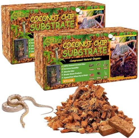 Riare 2Pack Coconut Husk Chip for Reptiles, 2.2 LB Coconut Fiber Substrate