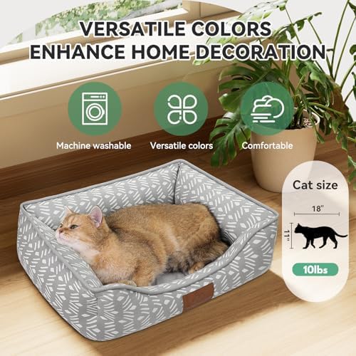 Zerbuger 20in Grey Pattern Rectangle Cat Dog Bed Machine Washable Sofa