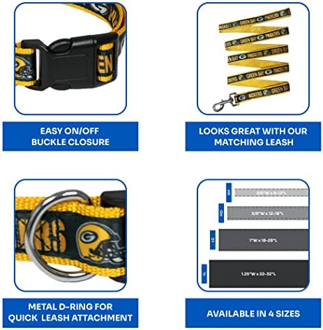 Green Bay Packers NFL Dog & Cat Collar - Large, Shiny & Colorful, Licensed by The NFL