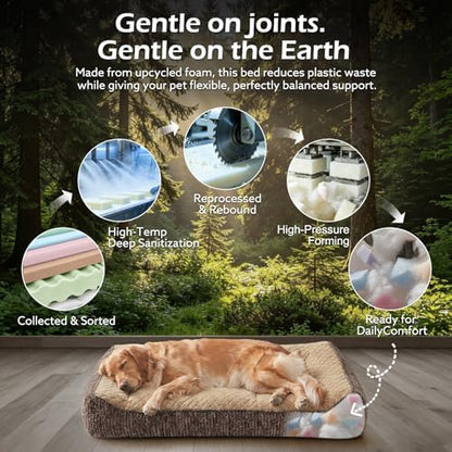 JOEJOY Extra Large Orthopedic Dog Beds Large Sized Dog, Extra Thick Supportive Big Dogs Bed with Sides and Waterproof Lining, Ultra Soft Pet Bed Sofa, Brown, 48''x35''
