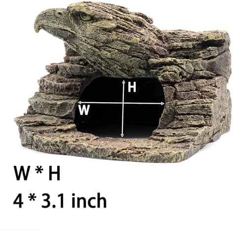 Reptile Rock Basking Platform, Gecko Hide Cave Hiding Place, Snake Cave and Hides for Reptiles, Amphibians, and Small Animals, Lizards (Type-D（Medium）)