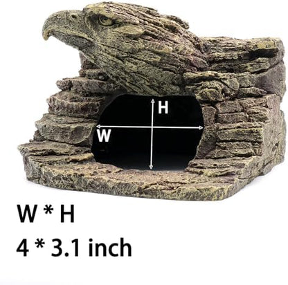 Reptile Rock Basking Platform, Gecko Hide Cave Hiding Place, Snake Cave and Hides for Reptiles, Amphibians, and Small Animals, Lizards (Type-D（Medium）)