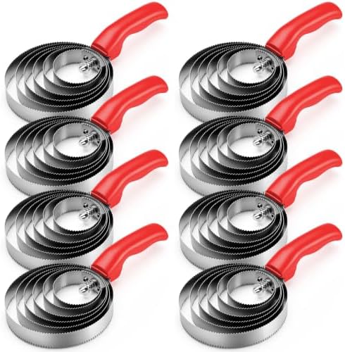 Tanlade 6 Rings 8 Pack Curry Comb Horse Brush Metal Curry Brush Derby Party Supplies Reversible Stainless Steel Comb Scraper with Comfortable Grip for Cow Sheep Pet Dog Goat Horse (Red)