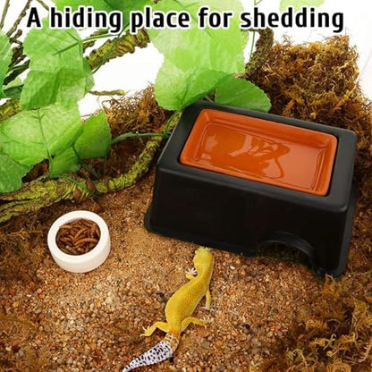 Hamiledyi 4 Pcs Humid Hide for Leopard Gecko Moist Reptile Hide Box Small Snake Humidity Hut with Sink Crested Gecko Tank Accessories for Young Lizard Shedding