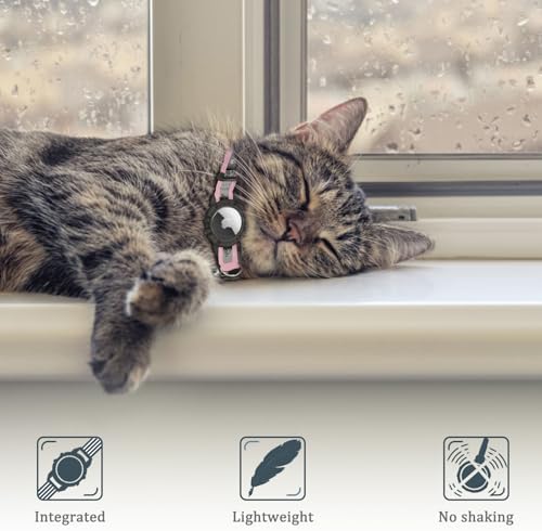 Reflective AirTag Cat Collar, Integrated Cat Collar with Air Tag Holder