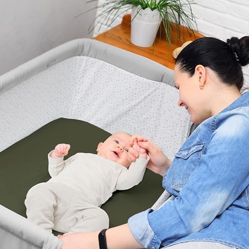 Sweet Jojo Designs 2-Piece Baby Bassinet Sheets Set (Solid Dark Green) for Boys/Girls, Infant Newborn Nursery, Oval, Rectangle & Hourglass Mattress (Gender Neutral, Forest, Hunter, for Woodland Camo)