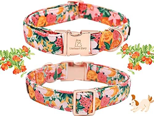 Lionheart glory Premium Floral Dog Collars, Bowtie Dog Collar, Adjustable Heavy Duty Girl Dog Collar with Bow for X-Small Dogs