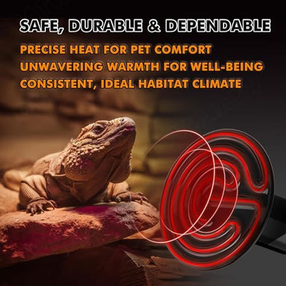 Non-Light Emitting Heating Ceramic Heat Emitter 0.25 inch-75mm - 50W Reptile Heat Lamp (2-Pack) for Terrariums, Brooders & Incubators, Turtle, Lizard, Bearded Dragon, Snake, Small Pets - E26