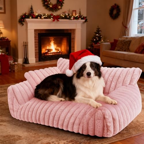Cute Dog Couch for Medium Large Dogs,Dog Cat Couch Sofa,Dog Bed,L,Pink