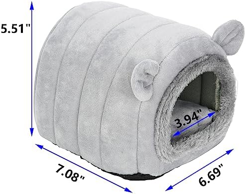 Hedgehog Bed Cave Nest Hideout, Hamster Guinea Pigs Small Animals Cage Supplies Warm House-Gray