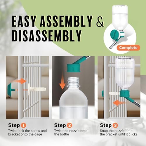 Choco Nose No-Drip Small Animal Water Bottle - Leak-Proof Patented Nozzle Helps Prevent Pet Cage Mess & Wet Bedding - Guinea Pig, Rabbit, Ferret, Hamster - BPA Free, Easy Install, 10.2 fl oz (C128)