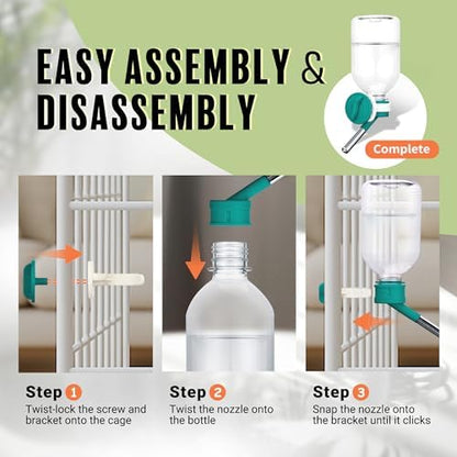 Choco Nose No-Drip Small Animal Water Bottle - Leak-Proof Patented Nozzle Helps Prevent Pet Cage Mess & Wet Bedding - Guinea Pig, Rabbit, Ferret, Hamster - BPA Free, Easy Install, 10.2 fl oz (C128)