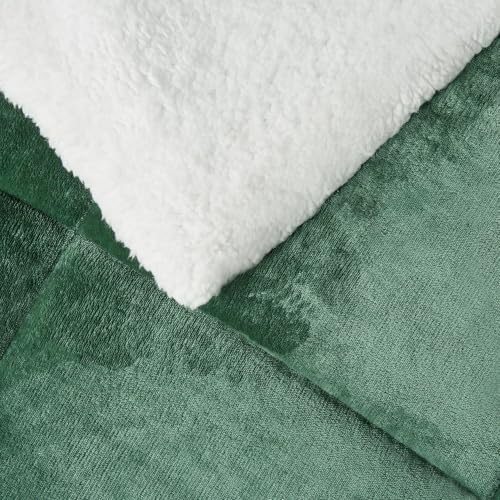 Amazon Basics Reversible Sherpa Comforter Set with Pillow Sham, Twin/Twin XL, Green