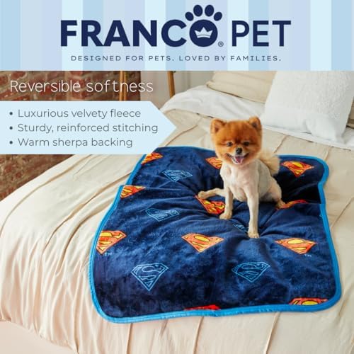 Franco Superman DC Comics Waterproof Dog Bed Cover, Large 30x40 Pet Blanket for Furniture Bed Couch Sofa, (Officially Licensed)