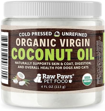 Raw Paws Organic Virgin Coconut Oil for Dogs & Cats, 4-oz - Supplement