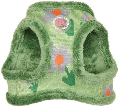 Pinkaholic New York Jasmine Vest Dog Harness Step-in Warm Winter Flower Pattern for Small Dog, Green, Small