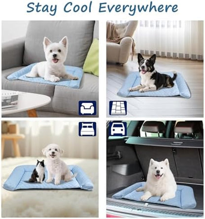 Cooling Mat for Dogs - 2025 Upgraded 28" x 18" Washable Pet Cooling Pad for Cats, Non-Slip Kennel Bed for Summer, Ultra-Comfortable & Machine Washable Portable Ice Mat for Dogs/Cats