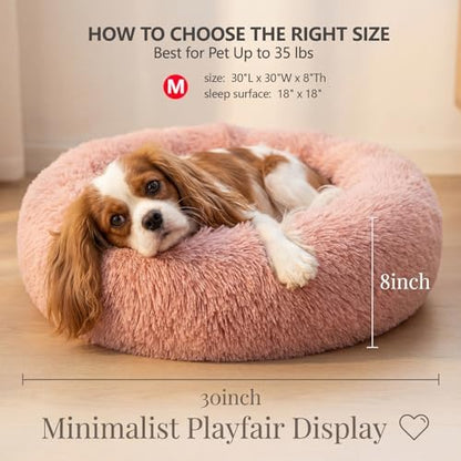 nononfish Plush Calming Dog Bed for Small Dogs,Donut Round Pet Bed