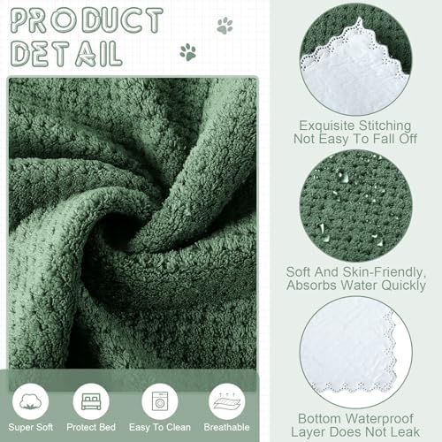 VitalCozy 10Pcs Guinea Pig Cage Liner Washable, Grid, 14x28 Inch, Green