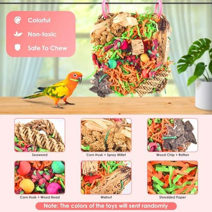 KATUMO Bird Toys, Grass Mat Shredding Hanging Toy for Budgie Parakeet