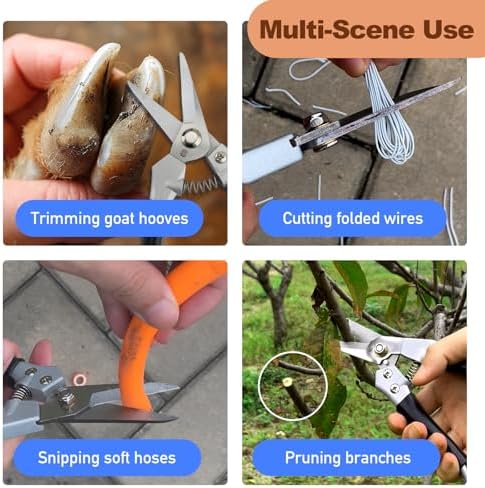 Goat Hoof Trimmers and Farrier Shears – Versatile Hoof, Wire, and Pipe Cutting Tool for Livestock – Silver (Silver-Red 2pack)
