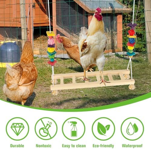 Jorewood Chicken Coop Swings, Outdoor Poultry Exercise Perch for Hens, Roosters