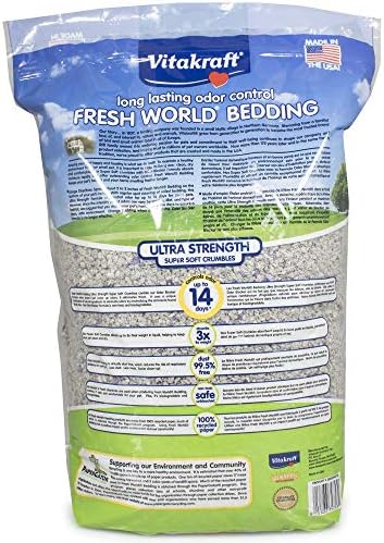 Vitakraft Fresh World Small Animal Bedding - Ultra Strength - Pet Bedding for Litter Boxes and Cages (16 L),Gray, 975 cu in (Pack of 2)