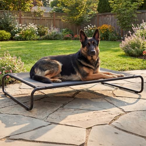 Veehoo Cooling Elevated Dog Bed, Outdoor Raised Dog Bed for Large Dogs