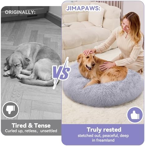 Large Dog Bed, Washable Plush Donut Dog Bed, 36 Inch
