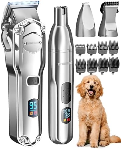 oneisall Dog Clippers for Grooming Thick/Matted Hair, 4-in-1 Grooming Kit