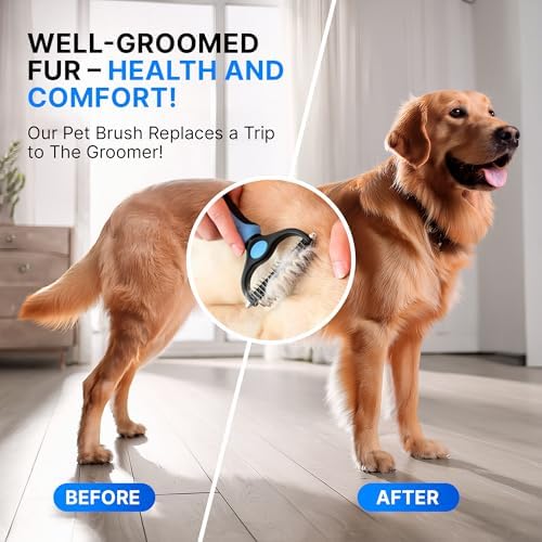 Undercoat Rake for Dogs, Dog Grooming & Deshedding Brush for Double Coats