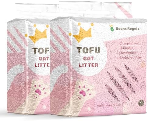 2pcs Pack (6L x 2) Tofu Cat Litter, Clumping Kitty Litter, Flushable,Pea Fiber,Dust Free, Odor Control, Low Tracking, Lightweight