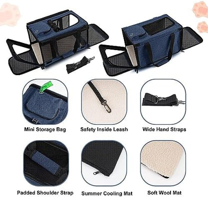 GAPZER Medium Cat Carrier Large Cat 15 lbs+ Soft Pet Car Cage Small Puppy