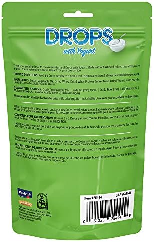 Vitakraft Drops Rabbit, Guinea Pig & Hamster Treat Yogurt Flavor 5.3 oz.