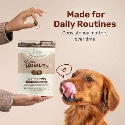 Badlands Ranch Super Mobility Soft Chews for Dogs, Glucosamine, 60 Chews