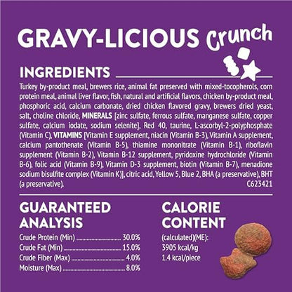Friskies Purina Made in USA Facilities Cat Treats, Party Mix Crunch Gravylicious Turkey & Gravy Flavors - (10) 2.1 oz. Pouches