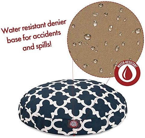 Navy Trellis Medium Round Indoor Outdoor Pet Dog Bed With Removable Washable Cover By Majestic Pet Products