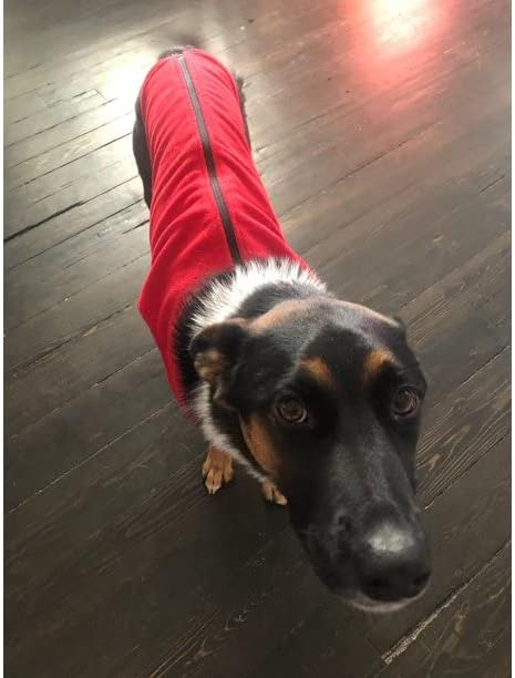 Gooby Zip-Up Fleece Dog Sweater, Red, 3X-Large