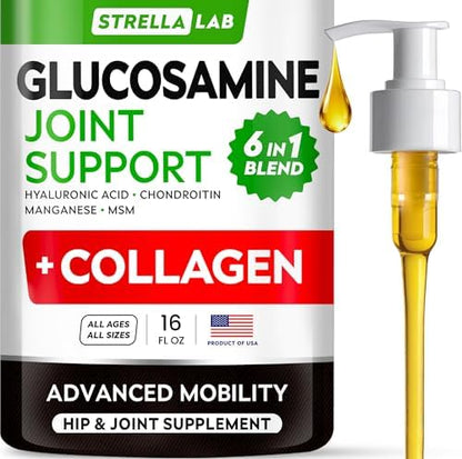 Liquid Glucosamine for Dogs w/Collagen, Hip Joint Supplement, Mobility Aid