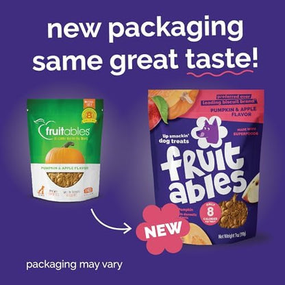 Fruitables Baked Dog Treats, Low Calorie Treats, Pumpkin & Apple, 20oz
