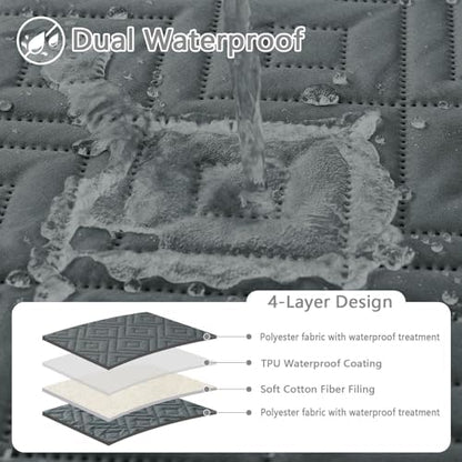 hyha Waterproof Reversible Dog Blanket, Pet Blanket for Sofa Couch