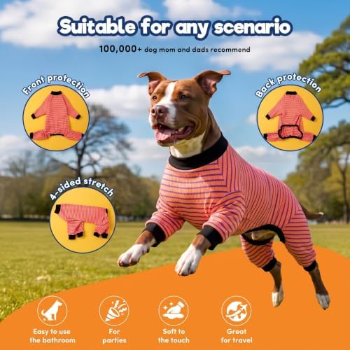 LovinPet Dog PJS Apparel for Medium Dogs, Pink Red and Purple Stripe, 2XL