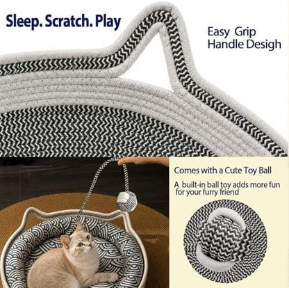 Handwoven Cat Basket Designed to Stimulate Natural Instincts, 15.8 in